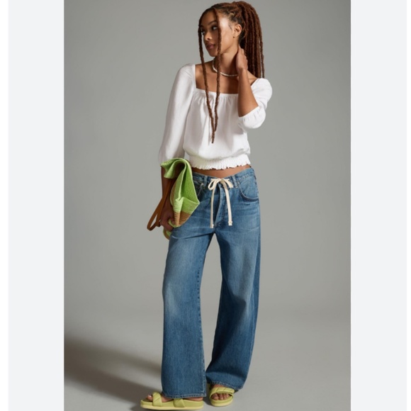 Brand New CLOTH & STONE SQUARE-NECK SMOCKED BLOUSE - Picture 5 of 9